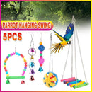 5PCS Hanging Parrot Toys Set with Swings and Ladders for Budgies Cockatiels Cages-1
