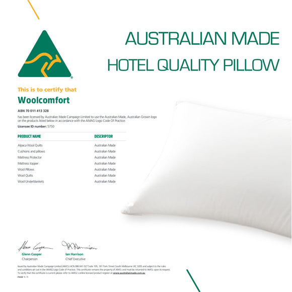 Luxor Australian Made Hotel Quality Pillow Standard Size Twin Pack