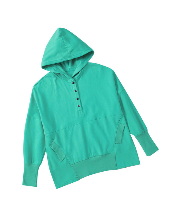 Azura Exchange Batwing Sleeve Pocketed Henley Hoodie - 2XL