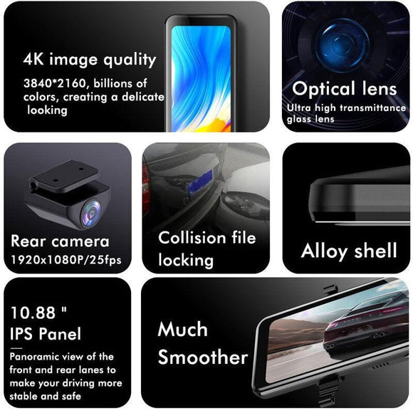 Large Screen Car Recorder with Dual Recording and Night Vision