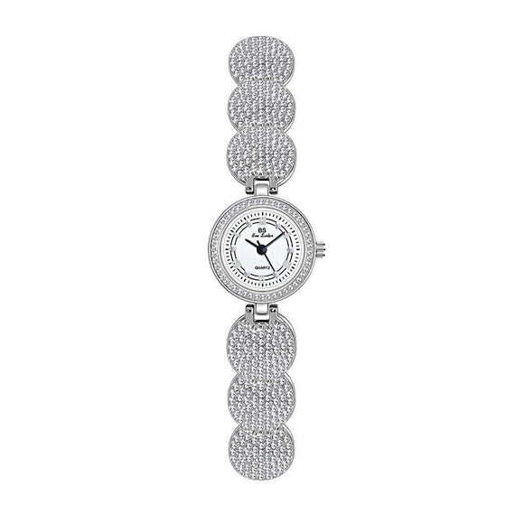 Diamond-inlaid Women Chain Watch - Elegant Accessory - Silver