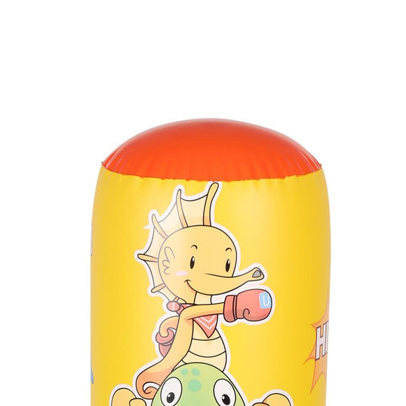Children'S Inflatable Vertical Boxing Column - Cartoon Underwater Animal Pattern - 1.25M Height - Yellow