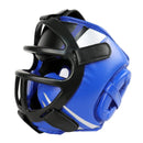 Competition Sparring Boxing Helmet For Head Protection - Blue With Mask - L-1