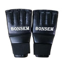 Adults Half-Finger Leather Boxing Gloves - Black-2