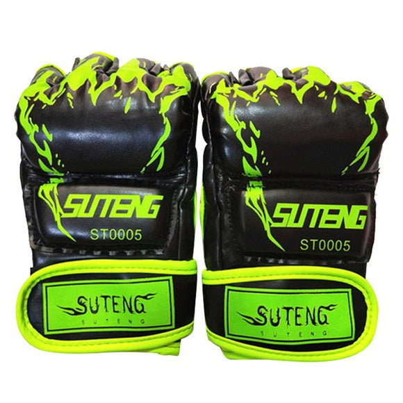 Adult Half-Finger Boxing Gloves For Training - Green