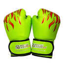 Adult Flame Pattern Pu Leather Boxing Gloves - Yellow-8