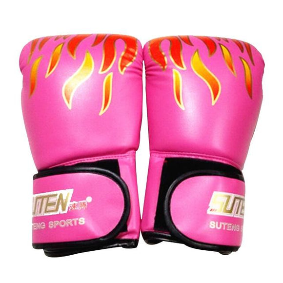 Adult Flame Pattern Pu Leather Boxing Gloves - Yellow