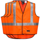 3x HUSKI Hi Vis Patrol Vest 3M Tape Safety Workwear High Visibility Bulk - Orange - XL-1