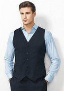 Mens Peaked Vest Waistcoat w/ Knitted Back Suit Formal Wedding Dress Up - Navy - 112-12