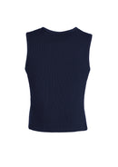 Mens Peaked Vest Waistcoat w/ Knitted Back Suit Formal Wedding Dress Up - Navy - 122-9