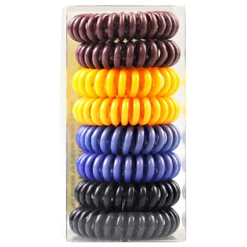 8x Indulge Hair Elastic Ties Bands Spiral Assorted Colours In Display Box - 0