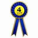 Kids Birthday Badge Rosette with Ribbon Party Favour Fancy Dress - Age 4 Blue-1