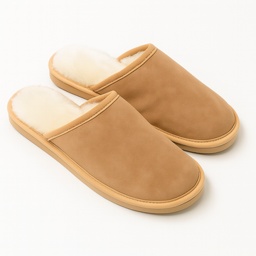 Sheepskin Wool Unisex Slippers Scuffs Slip On Winter Ugg Slippers in Chestnut - 10 - 0