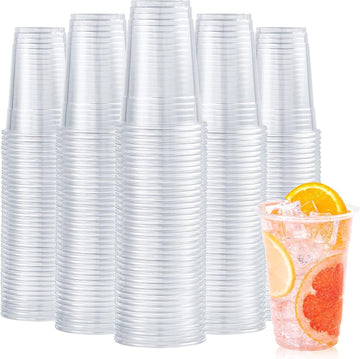 540x 16oz (480ml) Premium Plastic Clear Cups Extra Strong PET BPA Free - 0