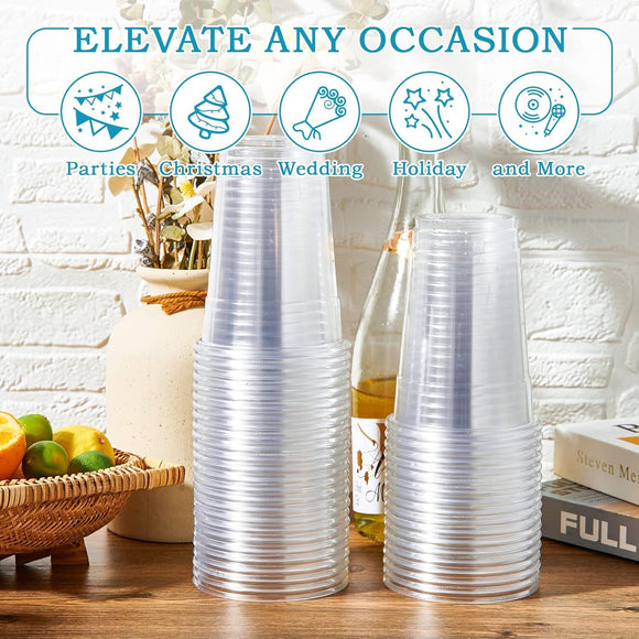 540x 16oz (480ml) Premium Plastic Clear Cups Extra Strong PET BPA Free