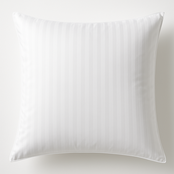 100% Cotton European Pillowcase 400 Thread Count Hotel Quality - Striped White