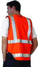 HUSKI Hi Vis Patrol Vest 3M Reflective Tape Safety Workwear High Visibility - Orange - M-10