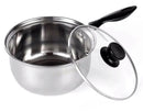 14cm Stainless Steel Milk Pot with Glass Lid Coffee Warmer w Handle-5