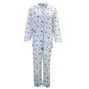 Womens PYJAMAS PJs Set Pajamas Ladies Cotton PJ Womens Long Sleeve Sleepwear - Blue - 12-1