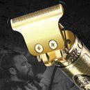 LCD Hair Clipper Barber Professional Electric Trimmer Shaver Beard Vintage - Gold-3