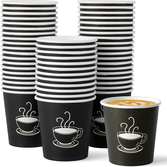 2880x Premium Paper Small Coffee Cups 2.5oz for Espresso Macchiato Piccolo Short Black - Black