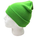 PLAIN BEANIE Unisex Mens Womens Winter Warm Hat Ski Cap Knit One Size - Fluro Green-4