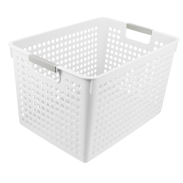 24x Premium Plastic Storage Basket Bulk w/ Grip Handles 27*18*14cm - 0