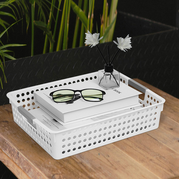 24x Premum Plastic Storage Basket Bulk w/ Grip Handles 36*25.5*8.5cm