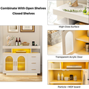 Buffet Sideboard Cabinet With RGB LED Light and Charging Station Console Coffee Bar White-5