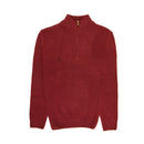 100% SHETLAND RAGG WOOL Half Zip Up Knit JUMPER Pullover Mens Sweater Knitted - Burgundy - XL-6