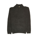 100% SHETLAND RAGG WOOL Half Zip Up Knit JUMPER Pullover Mens Sweater Knitted - Plain Black - M-4