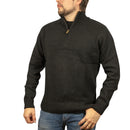 100% SHETLAND RAGG WOOL Half Zip Up Knit JUMPER Pullover Mens Sweater Knitted - Plain Black - S-2
