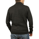 100% SHETLAND RAGG WOOL Half Zip Up Knit JUMPER Pullover Mens Sweater Knitted - Plain Black - S-7