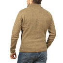100% SHETLAND RAGG WOOL Half Zip Up Knit JUMPER Pullover Mens Sweater Knitted - Nutmeg - L-4