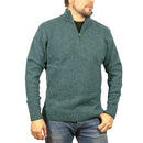 100% SHETLAND RAGG WOOL Half Zip Up Knit JUMPER Pullover Mens Sweater Knitted - Sherwood - 3XL-2