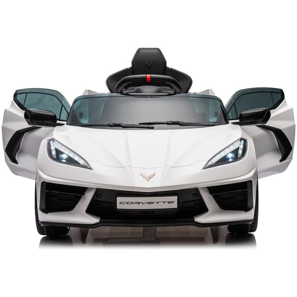 12V Licensed V8 Corvette Battery Powered Sports Kids Ride On Car – White