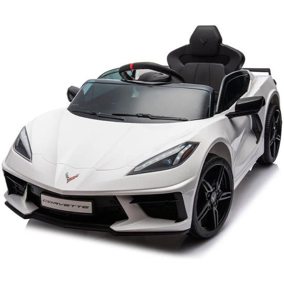 12V Licensed V8 Corvette Battery Powered Sports Kids Ride On Car – White