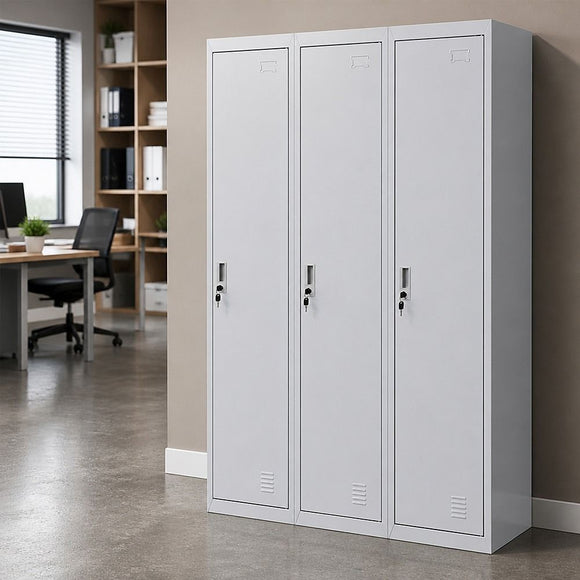 Three-Door Side by Side Office Gym Shed Storage Locker