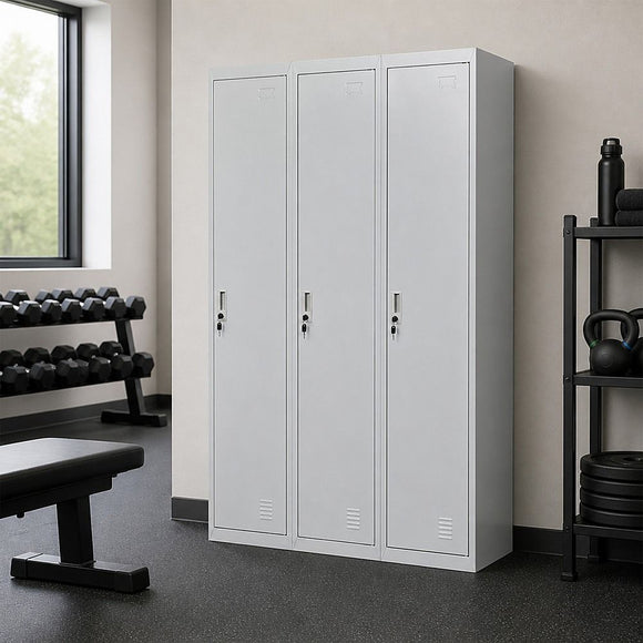 Three-Door Side by Side Office Gym Shed Storage Locker