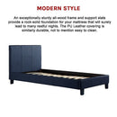 Single PU Leather Bed Frame Blue-10