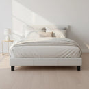 Queen PU Leather Bed Frame White-5