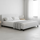 King PU Leather Bed Frame White-7