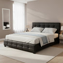 Double PU Leather Deluxe Bed Frame Black-2