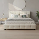 Queen PU Leather Deluxe Bed Frame White-5