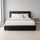 King PU Leather Deluxe Bed Frame Black-5