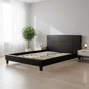 Queen PU Leather Bed Frame Black-2