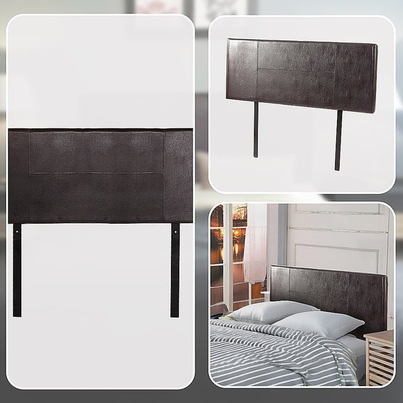 PU Leather Double Bed Headboard Bedhead - Brown