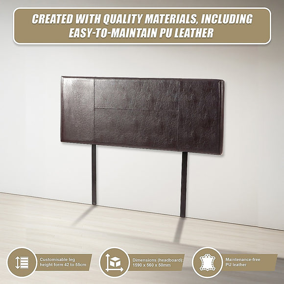 PU Leather Queen Bed Headboard Bedhead - Brown