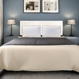 PU Leather Queen Bed Headboard Bedhead - White - 0