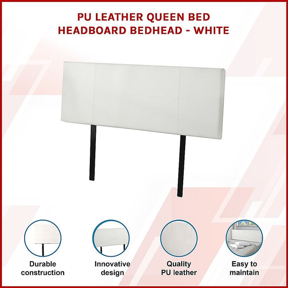 PU Leather Queen Bed Headboard Bedhead - White